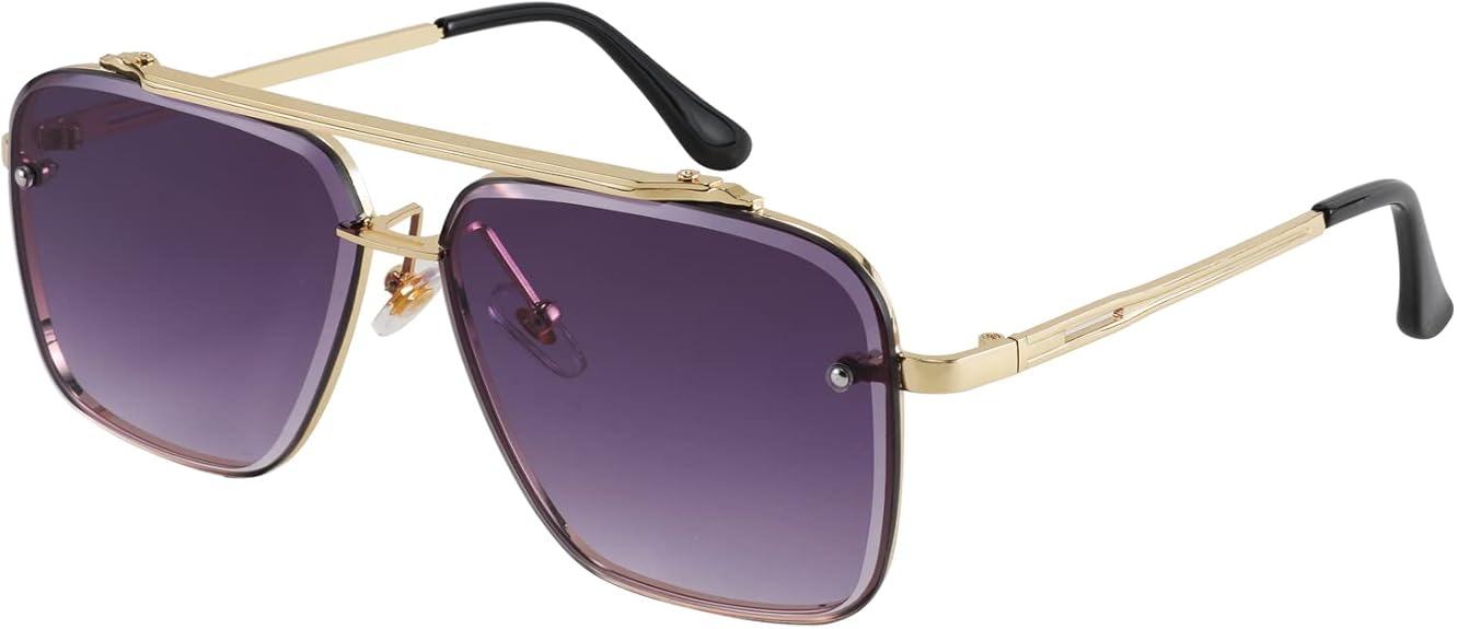 Lentes Cuadrados Dorado Lila