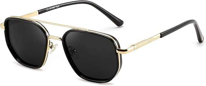 Lentes Aviador Negro Dorado