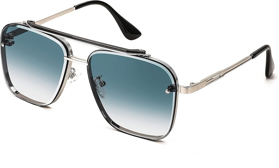 Lentes Cuadrados Azul Plateado